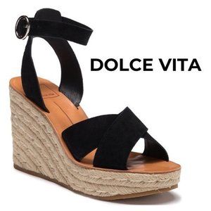 New Dolce Vita Black Espadrille Wedge Sandal Sz 9